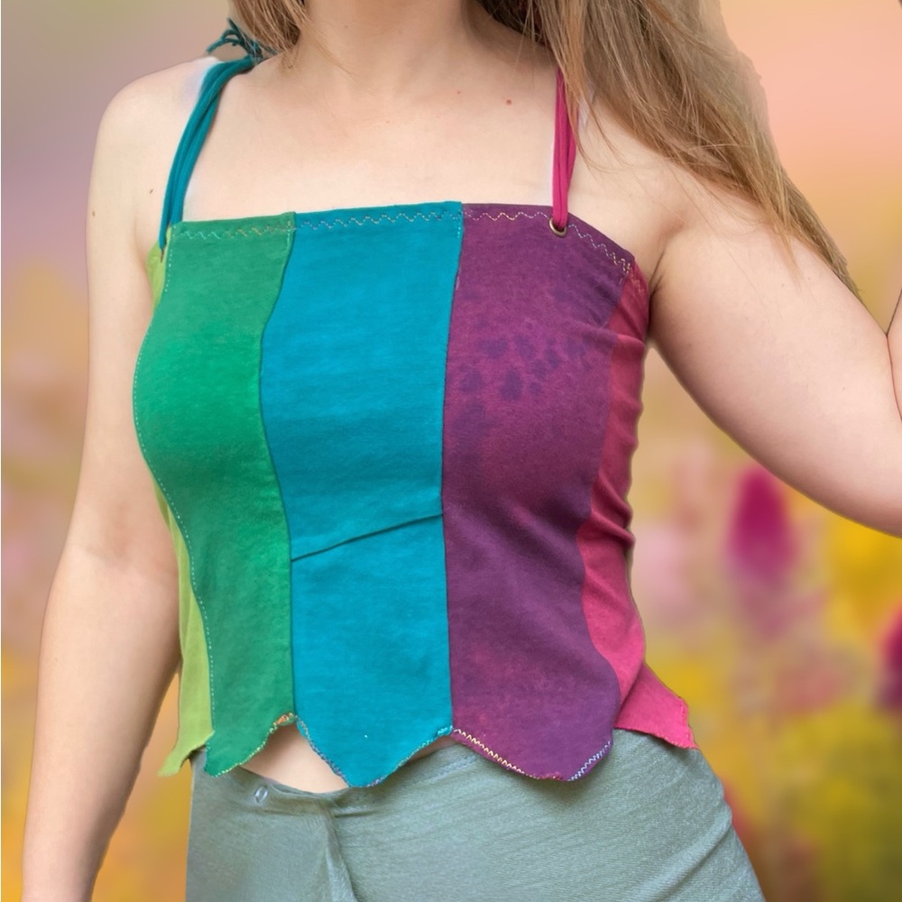 Colorful Rainbow Patchwork Top